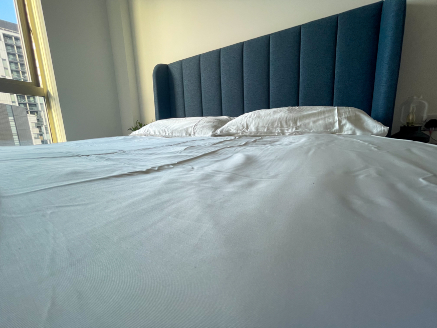 panda bamboo bedding on bed